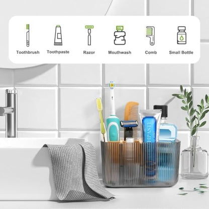 GFWARE Clear Acrylic Toothbrush Holder, 5 Slots Bathroom Storage Organizer