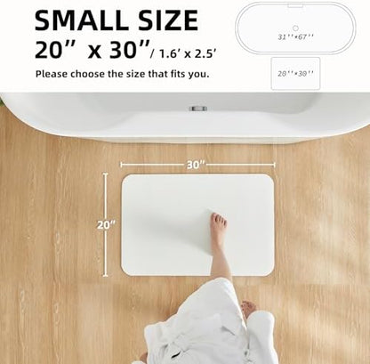 TYUU Thin Bath Mat, Small Bathroom Rugs Non Slip Washable, 20x30 White