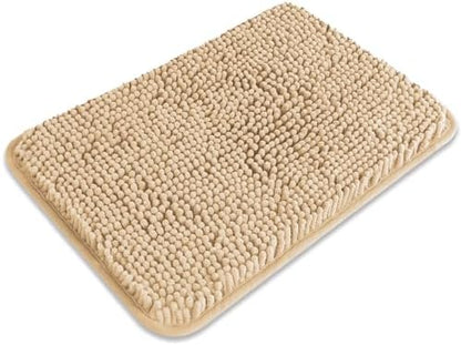 Small Bathroom Rug 12"x18" – Washable and Absorbent Bath Mat, Non Slip, Thick Soft Chenille Bath Rugs for Bathroom, Shower, Sink, Dog mat(Ivory Cream)