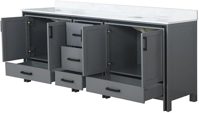 Ziva 84 in W x 22 in D Dark Grey Double Bath Vanity and Cultured Marble Top