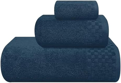 MyOwn Ultra Soft 3 Pack Cotton Towel Set, Contains a Bath Towels 28x55 inch, a Hand Towels 16x24 inch & a Wash Coths 12x12 inch, Ideal Everyday use, Compact & Lightweight - Mineral Blue