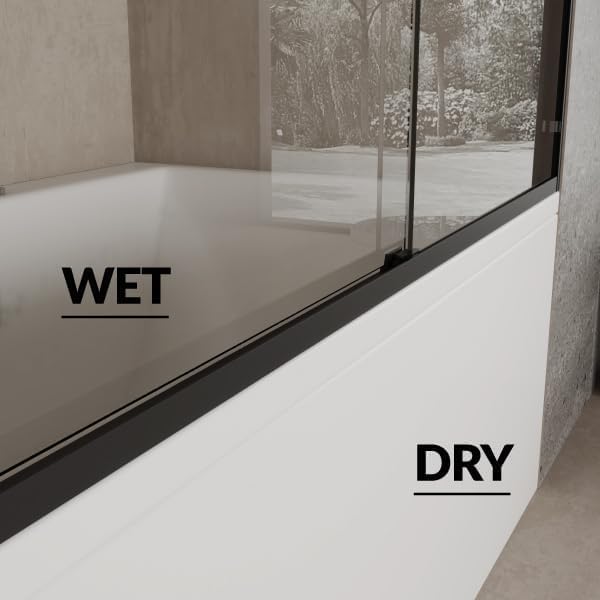 Shower Door, Semi-Frameless Shower Door 60" W x 59" H, Double Sliding Glass with 1/4'' (6mm) Clear Tempered Glass for Bathroom