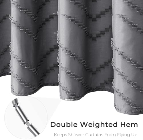 Grey Boho Fabric Shower Curtain 72 x 80 Inches