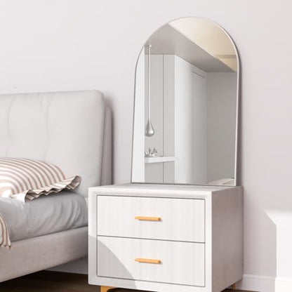 Wall Mounted Mirror, Arched Wall Mirror for Bathroom, 24"x36" Arch Bathroom Mirror with Metal Frame, Silver Vanity Mirror Decor for Mantle, Bedroom, Entryway, Living Room