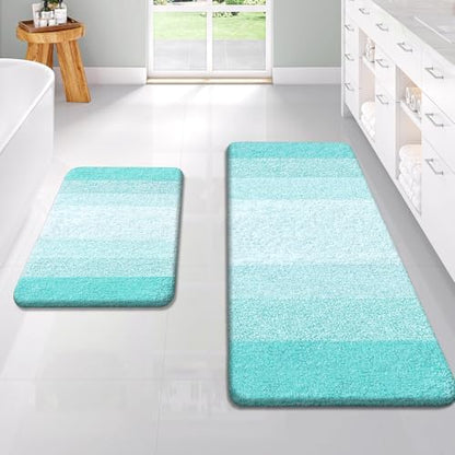 OLANLY Micorfiber Bathroom Rug Set 2 Piece, 47"x20"+24"x16"
