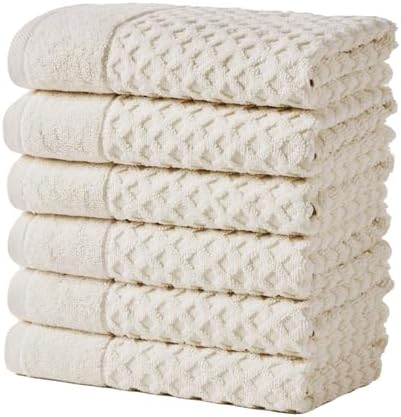 Great Bay Home Taupe Washcloths - 100% Cotton 6 Pack 13x13 Washcloth Set - Absorbent, Durable, Quick-Dry Face Towels for Bathroom (Oatmeal)