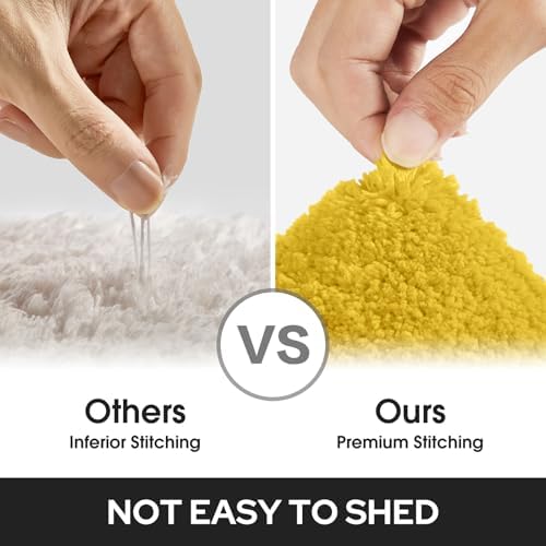 HOMEIDEAS Bathroom Rugs Sets 2 Piece, Super Soft Non Slip Bath Mat Yellow
