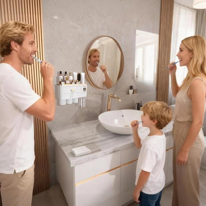 iHave Toothbrush Holders Bathrooms Wall Mount Toothpaste Dispenser & 3 Cups
