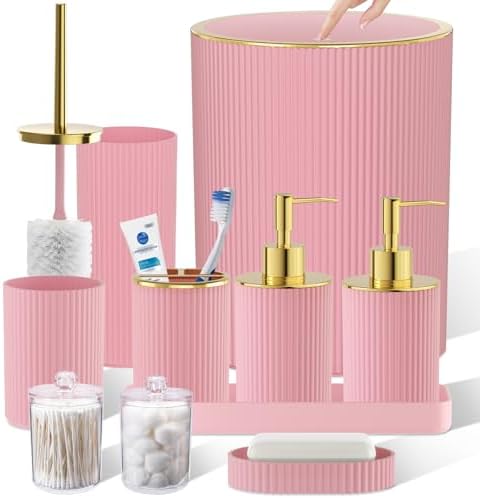 Light Pink Bathroom Accessories Set, 10PC Bathroom Set