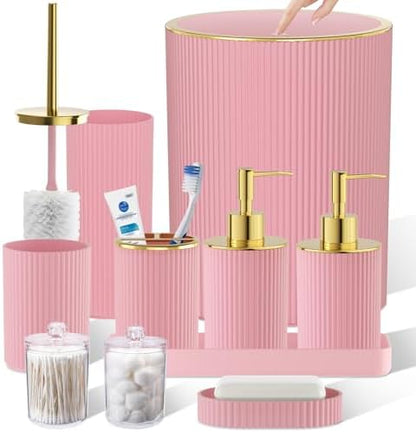 Light Pink Bathroom Accessories Set, 10PC Bathroom Set