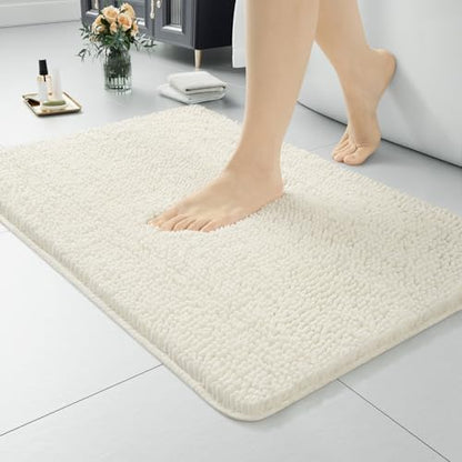 LOCHAS Luxury Bathroom Rug Shaggy Bath Mat 24 x 17 Inch, Cream White