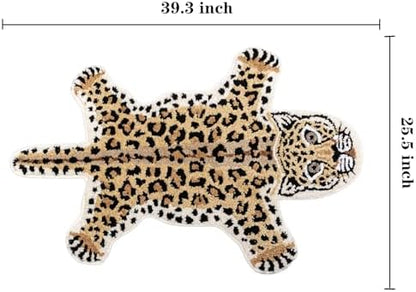 Brown Leopard Bath Mat Non Slip Absorbent Cartoon Rugs 39.3x25.5in