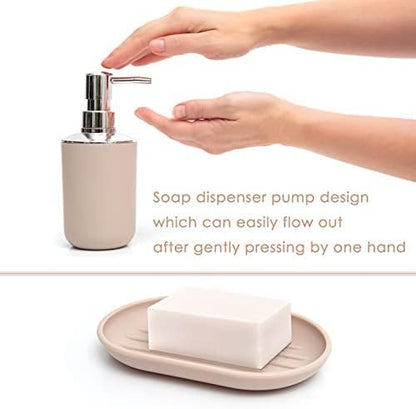 Moss & Stone 6-Piece BeigeBathroom Accessories Set, Soap Dispenser