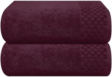 MyOwn Ultra Soft 2 Pack Oversized Bath Towel Set 28x55 inches, Cotton Large Bath Towels, Highly Absorbant Compact Quickdry & Lightweight Towel, Ideal for Gym Travel Camp Pool - Burgundy