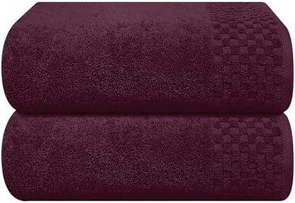 MyOwn Ultra Soft 2 Pack Oversized Bath Towel Set 28x55 inches, Cotton Large Bath Towels, Highly Absorbant Compact Quickdry & Lightweight Towel, Ideal for Gym Travel Camp Pool - Burgundy