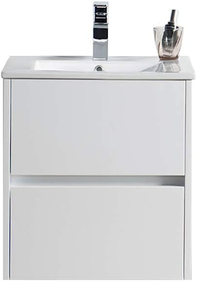 Blossom 20" Modern Bathroom Vanity and Sink Combo - Pre-Assembled Wall Mount Plywood Cabinet - Moisture Proof Glossy White Finish - Designer Powder Room Vanity for Narrow Spaces