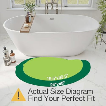 LUMI Cute Bathroom Rug Green Leaf, Absorbent Non Slip Bath Mat, 24"x48"