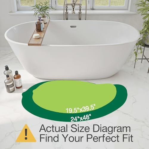 LUMI Cute Bathroom Rug Green Leaf, Absorbent Non Slip Bath Mat, 19.5"x39.5"