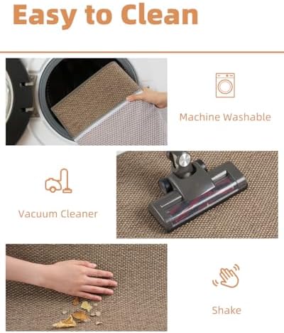 PADOOR Non-Slip Bath-Mats, Rubber-Backing Braided Absorbent Bathroom Mat Machine Washable Thin Bathroom Rugs Fit Under Door Quick Dry Bath Rugs for Floor, 17''x24'' Brown