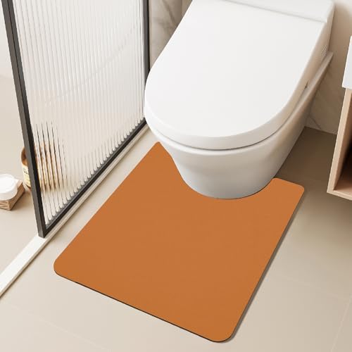 TYUU Thin Toilet Rug, Bathroom Rugs Non Slip, 20x24 U Shape Orange