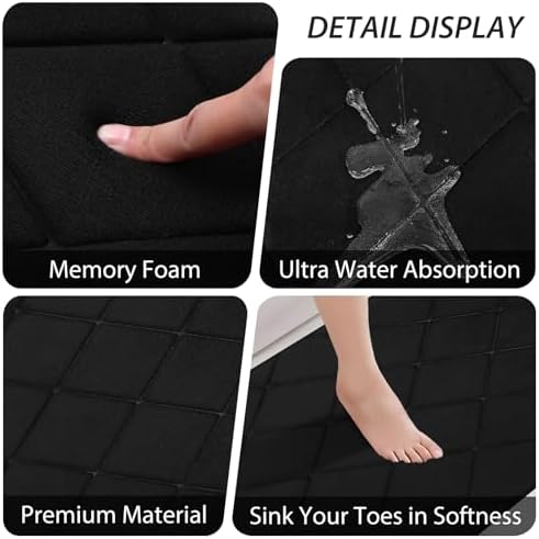 Bathroom Accessory Set - 25PC Bathroom Sets with Shower Curtain and Rugs, Black Bathroom Set, Bathroom Accessories Set, Shower Curtain Sets with Rugs, Bathroom Trash Can & Soap Dispenser