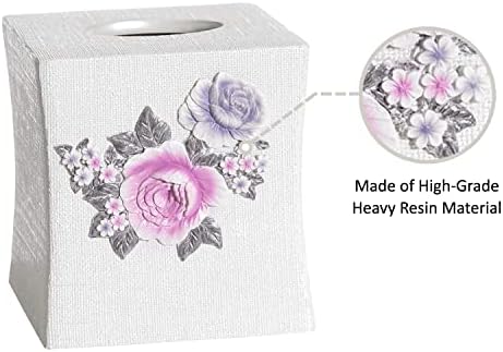 Zahari Home 2pc Michelle Bathroom Set Waste Basket & Tissue Cover Modern Classic Decor Stylish Unique Design Beautiful Floral Bathroom Accessories Set