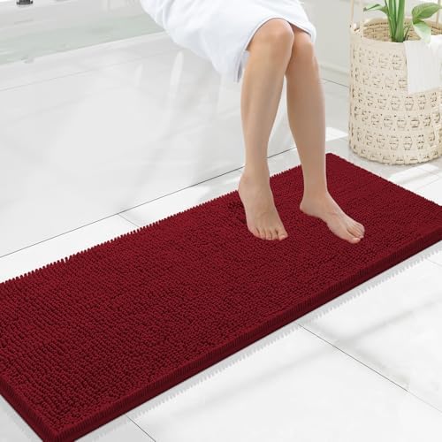 Smiry Bathroom Rugs 47X17, Luxury Chenille Extra Soft Absorbent Bath Mat