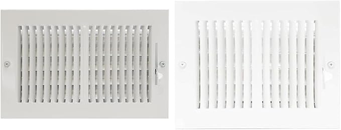 EZ-FLO 10 x 6 Inch White Air Vent Cover Bundle with 8 x 6 Inch White Air Vent Cover, Solid Steel Two-Way Ventilation Registers for Wall or Ceiling