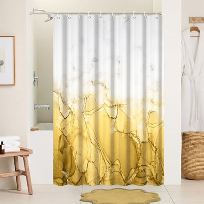 Yellow Marble RV Stall Waterproof Shower Curtain 60x72 inches