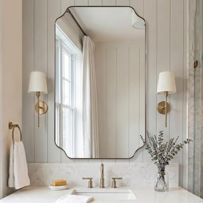 MIRRORART 24x40’’ Brushed Champagne Bronze Bathroom Mirrors for Wall