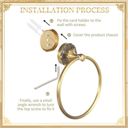 2 Pcs Antique Toilet Paper Holder Hand Towel Ring, with Cover