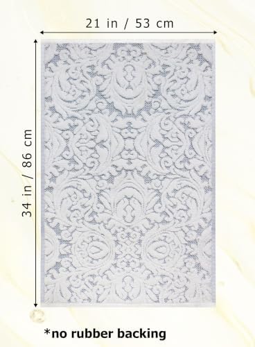 COTTON CRAFT Bath Tub Mat - 2 Pack Sculpted Jacquard Bathroom Mat - Blue