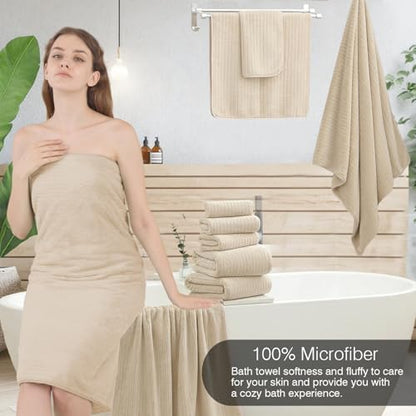 Hailea Hand Towels Set 16x31 Inches,Soft Microfibers Bathroom Towel Set 2 Pack,Highly Absorbent Quick Dry Luxury Towel Hotel Spa Gym Hand Towel Collection for Bathroom,Camel