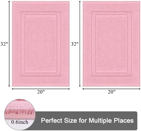 SHACOS Soft Microfiber Pink Bathroom Rugs Sets 2 Pieces 32x20 inch