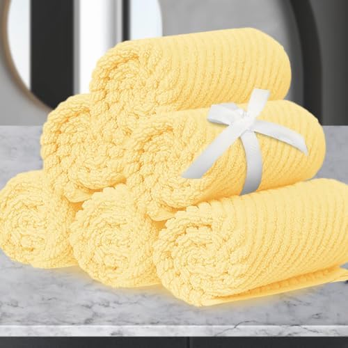 VOOVA & MOVAS Washcloths 6PC, 100% Cotton, 13x13 in, Yellow