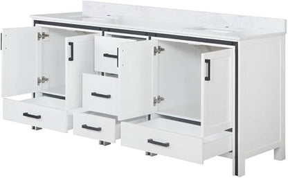 Ziva 80 in W x 22 in D White Double Bath Vanity and Cultured Marble Top