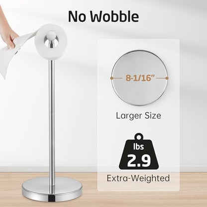 KES Freestanding Toilet Paper Holder with Weighted Base, Polished Silver