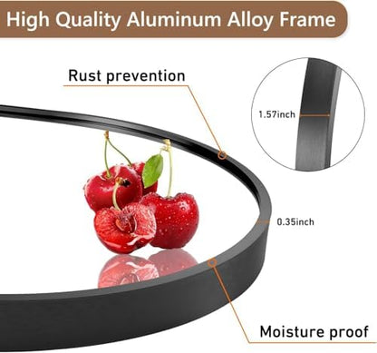 Black Oval Mirror, 26"x38" Oval Bathroom Mirror, Vanity Mirror with Brushed Metal Frame, Wall Mount Mirrors Decor for Bathroom, Bedroom, Entryway, Living Room(Hangs Horizontally or Vertically)