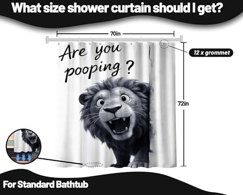 Funny Lion Shower Curtain are You Pooping, 70x72 Inchs