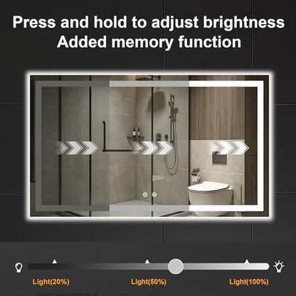 30x50 LED Bathroom Mirror with Lights, Lighted Vanity Mirror for Wall
