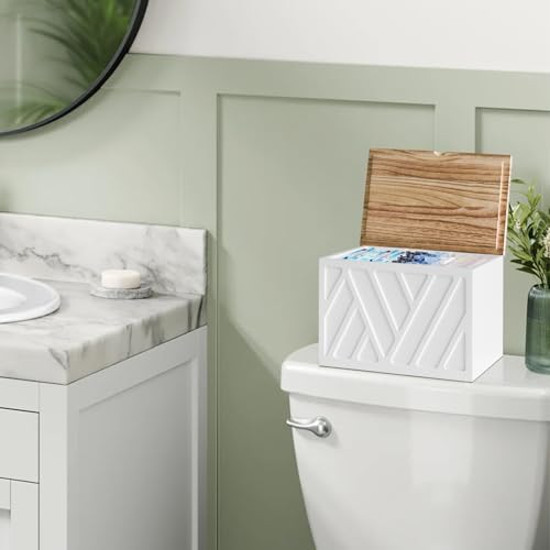 Jorkol Tampon Holder for Bathroom Decor, Feminine Product Organizer with Lid, Shark Week Tampon Storage, Wood Pad and Tampon Organizer for Toilet Organizer, Bathroom Accessories Box for Girl Stuff