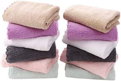 TENSTARS 12 Pack Premium Washcloths Set - Quick Drying- Soft Microfiber Coral Velvet Highly Absorbent Wash Clothes - Multipurpose Use as Bath, Spa, Facial, Fingertip Towel (Multicolored)