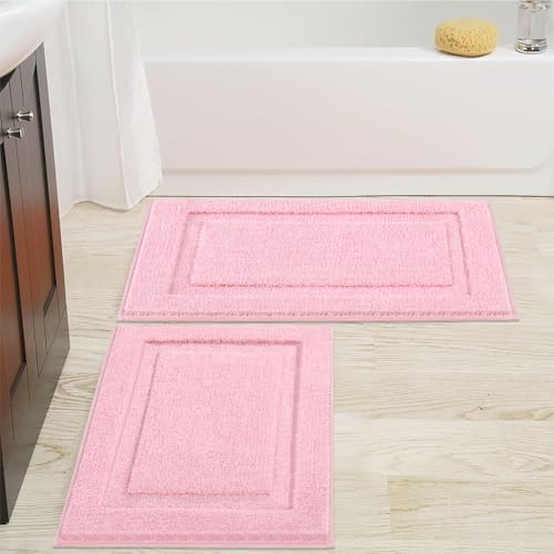 SHACOS Soft Microfiber Pink Bathroom Rugs Sets 2 Pieces 32x20 inch