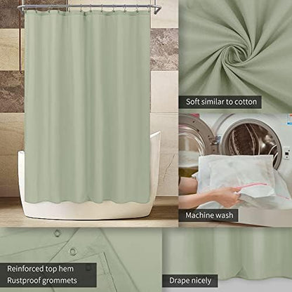 ALYVIA SPRING Sage Green Fabric Shower Curtain Liner Waterproof - Soft & Light-Weight Cloth Shower Liner with 3 Magnets, Hotel Quality & Machine Washable - Standard Size 72x72, Desert Sage (Pack of 2)