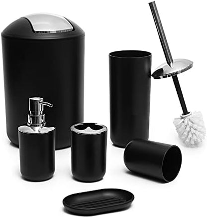 Moss & Stone 6-Piece Black Bathroom Accessories Set, Soap Dispenser