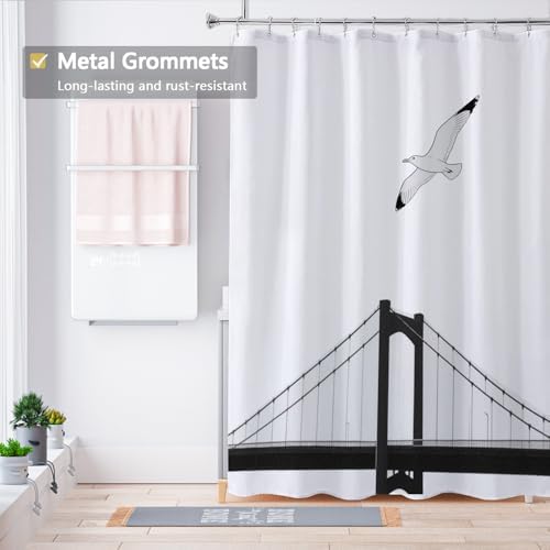 LLSCL Fabric Shower Curtain Liner with Magnets, Waterproof Hotel Quality, 72 x 72 Machine Washable