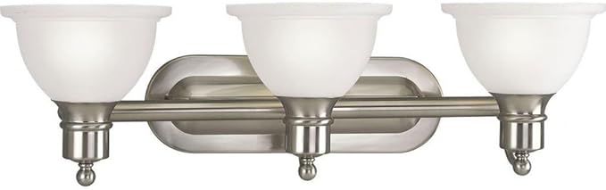 Progress Lighting 3-Light Etched Glass Traditional Bath Vanity Light, Madison Collection, Indoor, P3163-09, Brushed Nickel