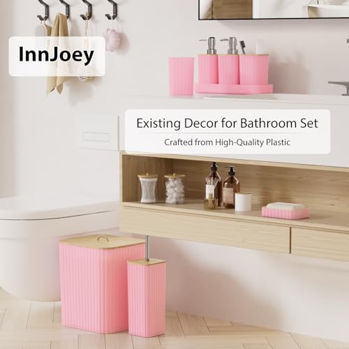 Bathroom Accessories Set - 10PC Bathroom Set, Pink Bathroom Set, Bathroom Accessories Set, Toilet Brush, Bathroom Trash Can & Soap Dispenser