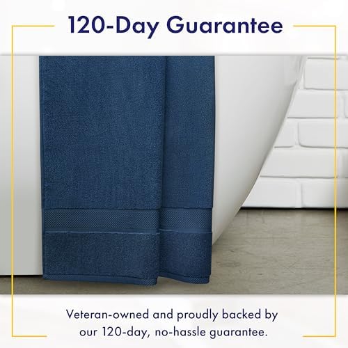 Alusa Home 100% Organic Zero-Twist Cotton Towels - GOTS Certified Luxury Bath Towels - Ultra Soft & Plush 700GSM Long-Staple Cotton - 6 Piece Towel Set (Navy Blue)