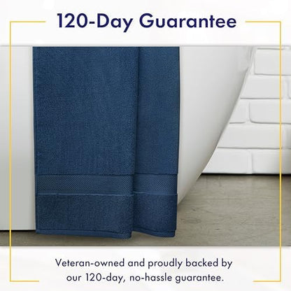Alusa Home 100% Organic Zero-Twist Cotton Towels - GOTS Certified Luxury Bath Towels - Ultra Soft & Plush 700GSM Long-Staple Cotton - 6 Piece Towel Set (Navy Blue)